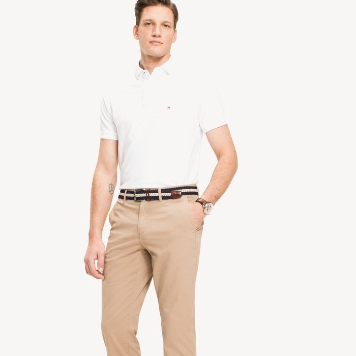 Tommy Hilfiger Camisa polo masculina de modelagem regular, Via Láctea, P :  : Moda