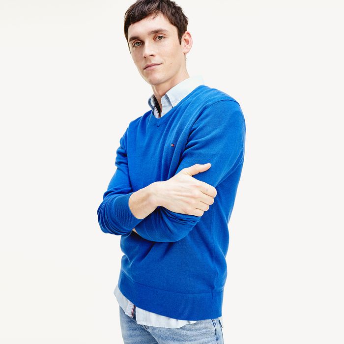 Tommy Hilfiger Suéter De Seda E Algodão Orgânico Azul | Tommy Hilfiger - Tommy  Hilfiger