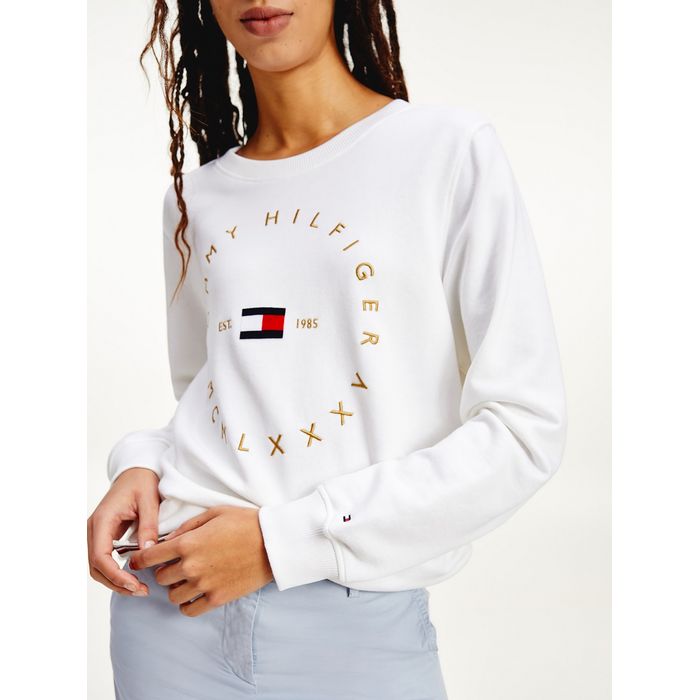 womens white tommy hilfiger moletom com capuz