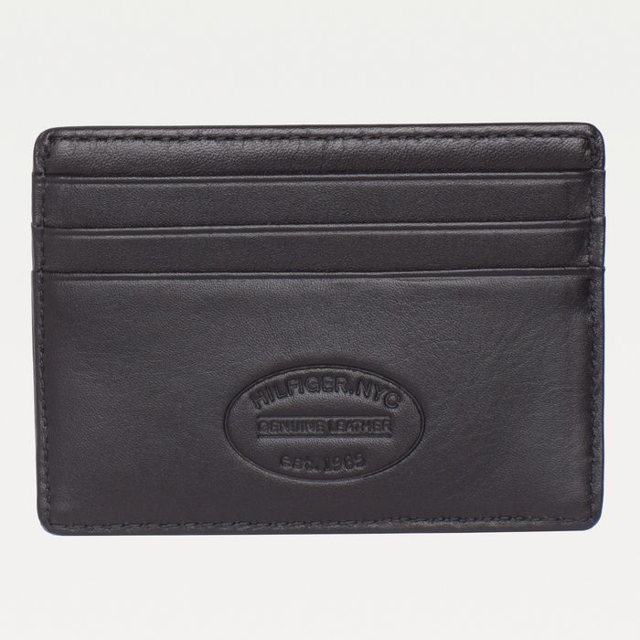 Carteira masculina de couro Tommy Hilfiger – Fina dobrável com 6 bolsos  para cartão de crédito e janela removível para identidade, marrom, tamanho  único 
