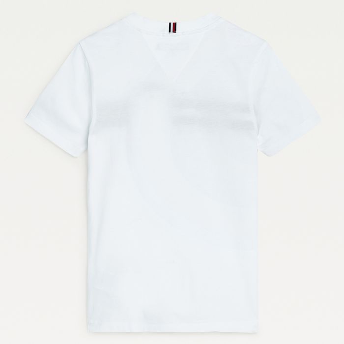 Camiseta Tommy Hilfiger Infantil Vermelha Logo Peito Essential Tee