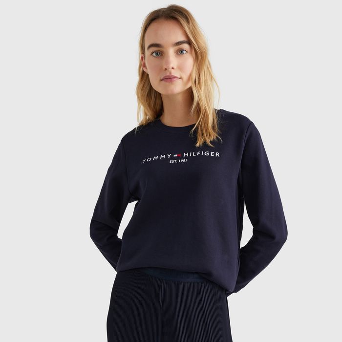 Tommy hilfiger Moletom Com Capuz Logo Azul