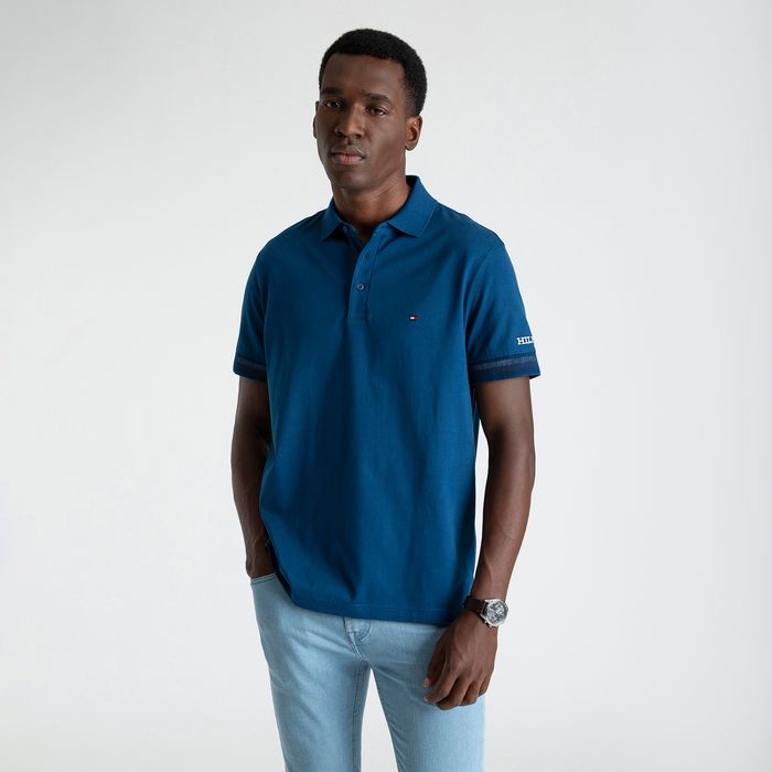 Polo Punho Monotype Textured Regular Fit