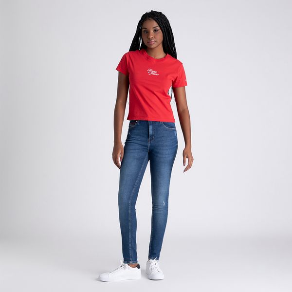 CAMISETA FEMININA ADULTO COM GOLA V CORTADA RED – TOMMY HILFIGER